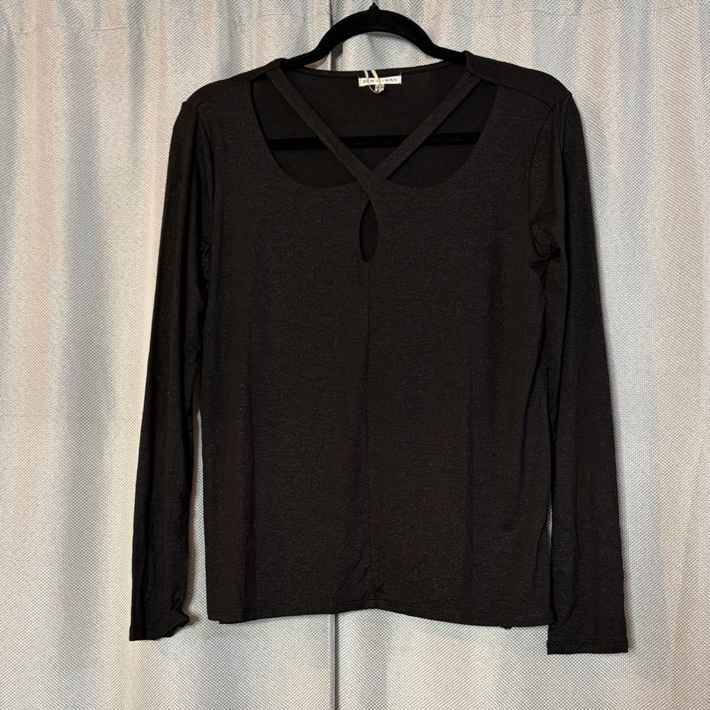 Black Swan Black Long-Sleeve Crisscross Keyhole Top